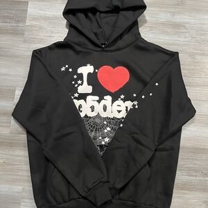 Sp5der Black I Heart Hoodie Size M
